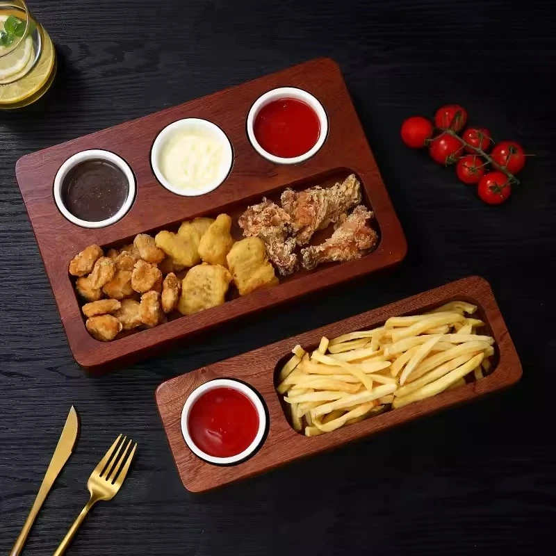 1pc-wooden-snack-box-serving-tray-for-chicken-popcorn-fries-bread-western-restaurant-steak-platter-with-ceramic-dipping-bowls