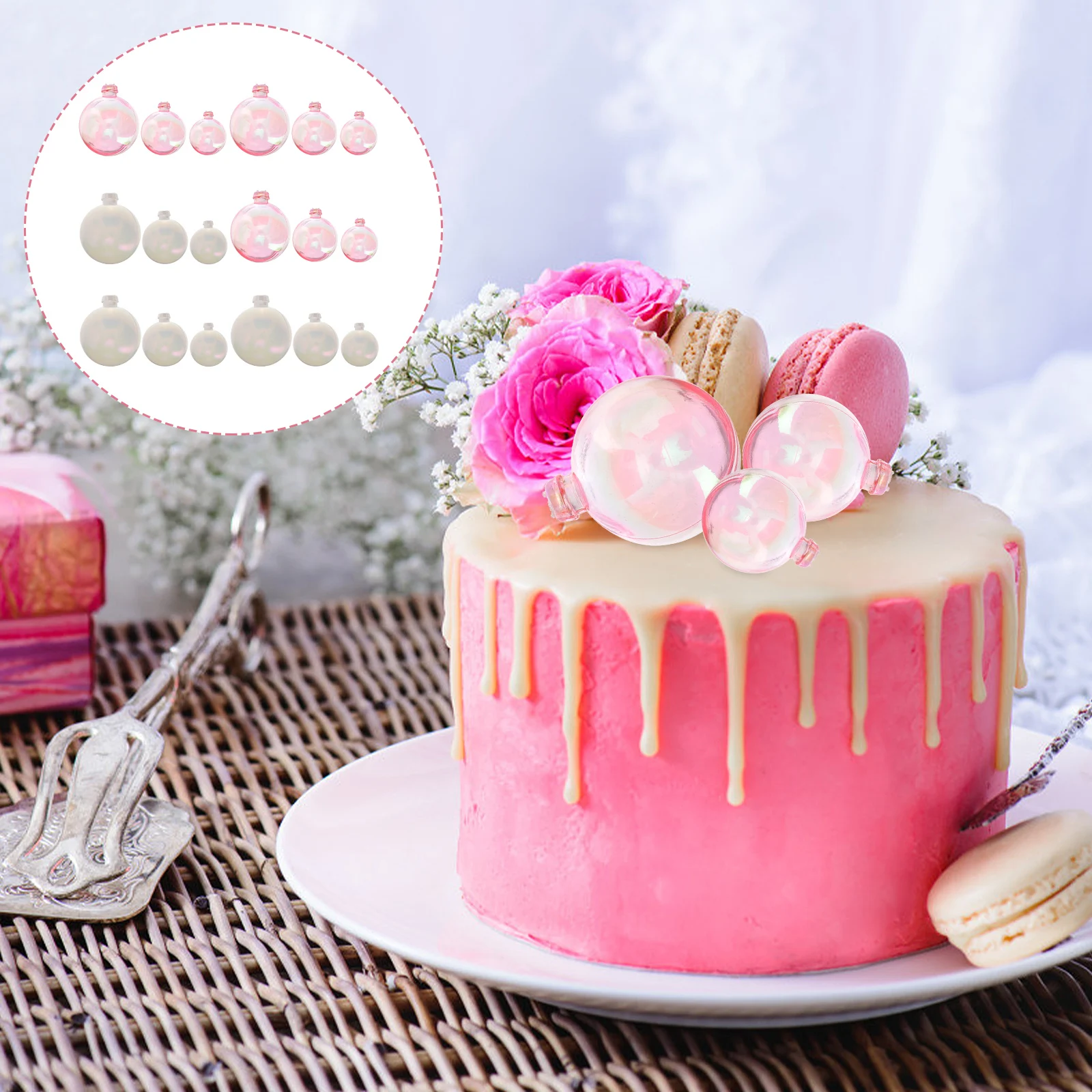 

18pcs Bubble Balls Decorations Safe Unique Design Birthday Party Wedding Cake Cupcake Toppers Celebrations Anniversary