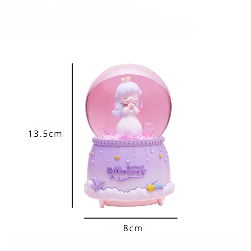 Crystal Ball Music Box Cute Cartoon Star Wish Girl Luminous Boutique Ornament Snowball