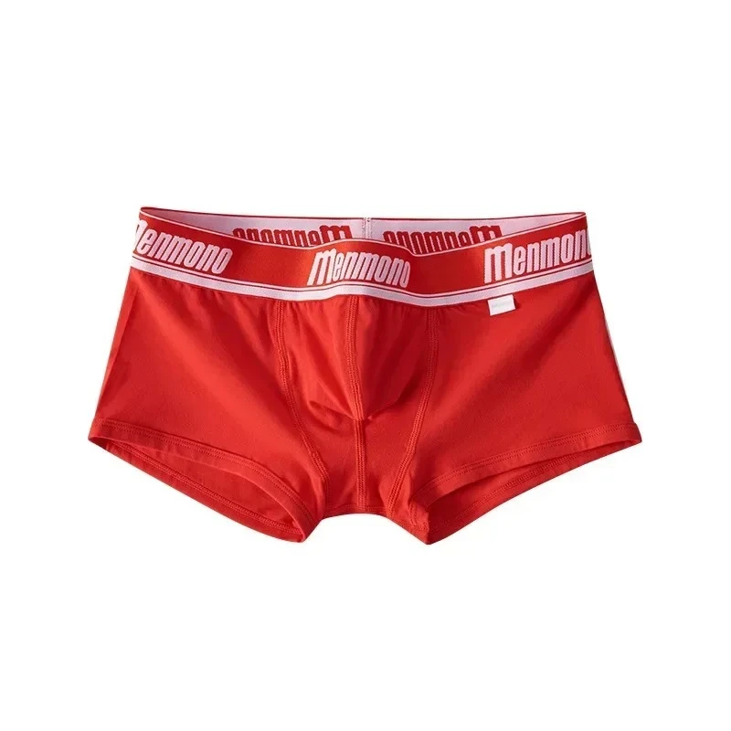 Men Cotton Boxer Briefs, Wide Blue Letter‑print Waistband Low‑rise Sport Breathable Underwear