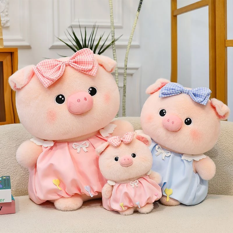 Jouet en peluche petit cochon mignon de 30CM, robe à nœud pour habiller une poupée cochon douce comme cadeau d'anniversaire et de noël pour enfants
