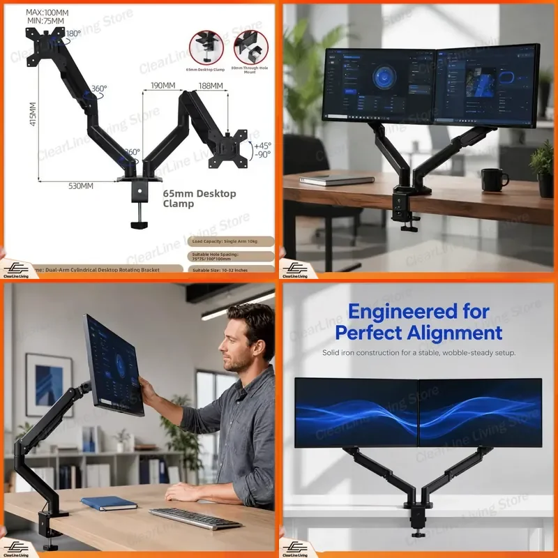 for Rotating Monitor Stand 10-35 Inch Screen 1/2/3 Screen Dual Screen Monitor Mount Cantilever Height Adjustable