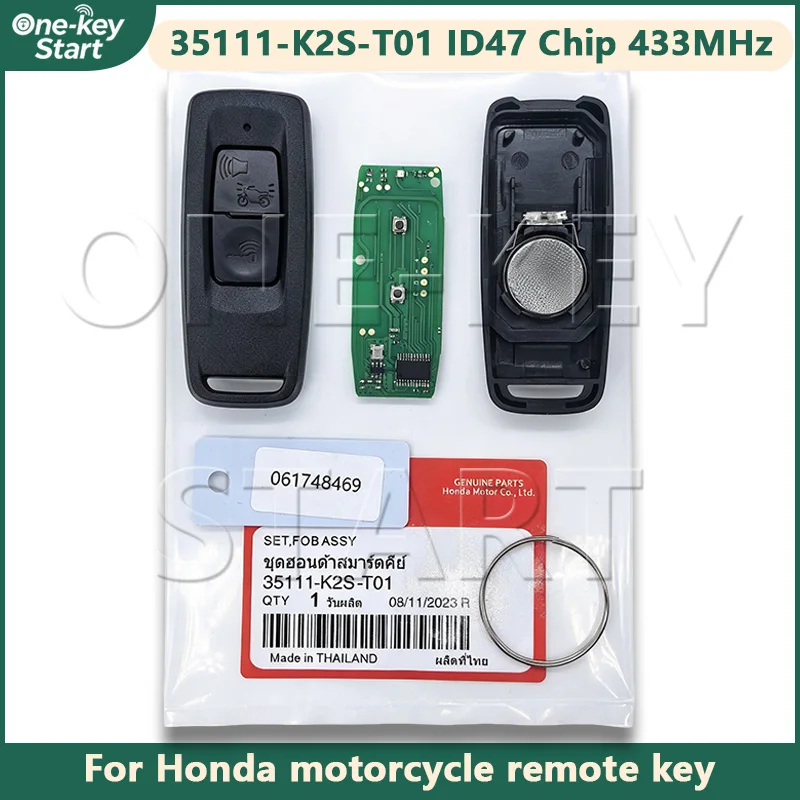 35111-K2S-T01 ID47 Chip 433MHz Motorcycle Remote Key For Honda Motorcycle Air Blade 125/150 Wave 125i 2022+ 【ONE-KEY START】