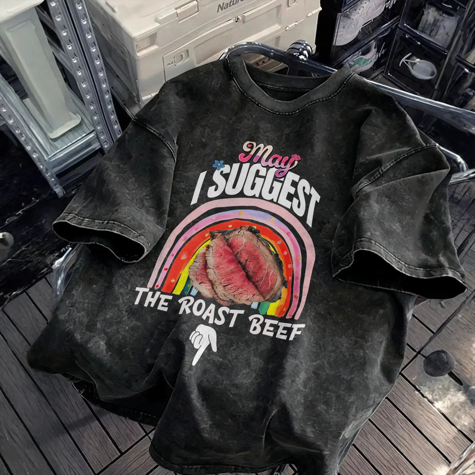 Men's T Shirt May I Suggest The Roast Beef  Washed T Shirts Leisure  Beach Tee Shirt Awesome Printed Cotton Clothes Gift Idea