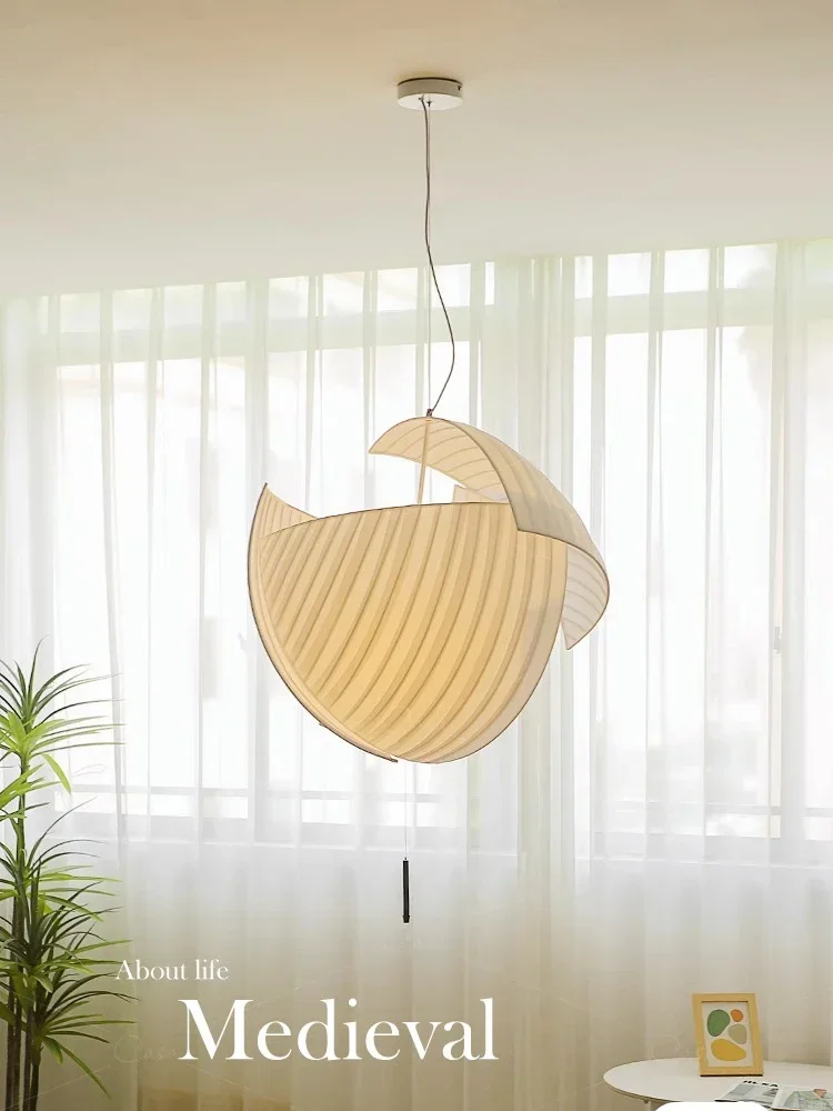 

New Wabi Sabi Fabric Led Pendant Light Living Dining Room Chandeliers Lighting Home Decor Hanging Lamp Luminaire Eye Protection