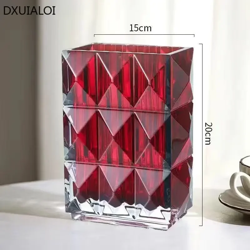 Home decor Modern simplicity Transparent crystal glass vase Aquaculture vase container Electroplated color flower vase Gift