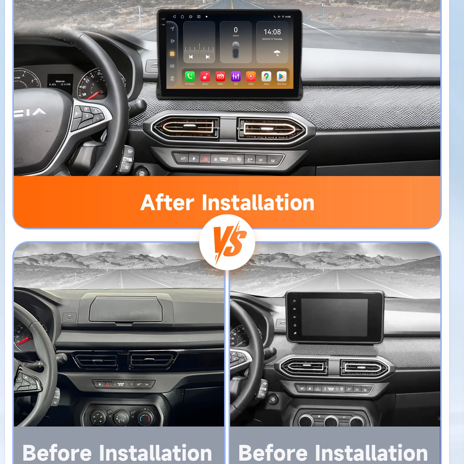 OSSURET 10.1 Inch Carplay 4G 2Din Android 14 Car Radio for Dacia Sandreo Stepway Renault Taliant 2021-2025 Snapdragon 6115 Audio
