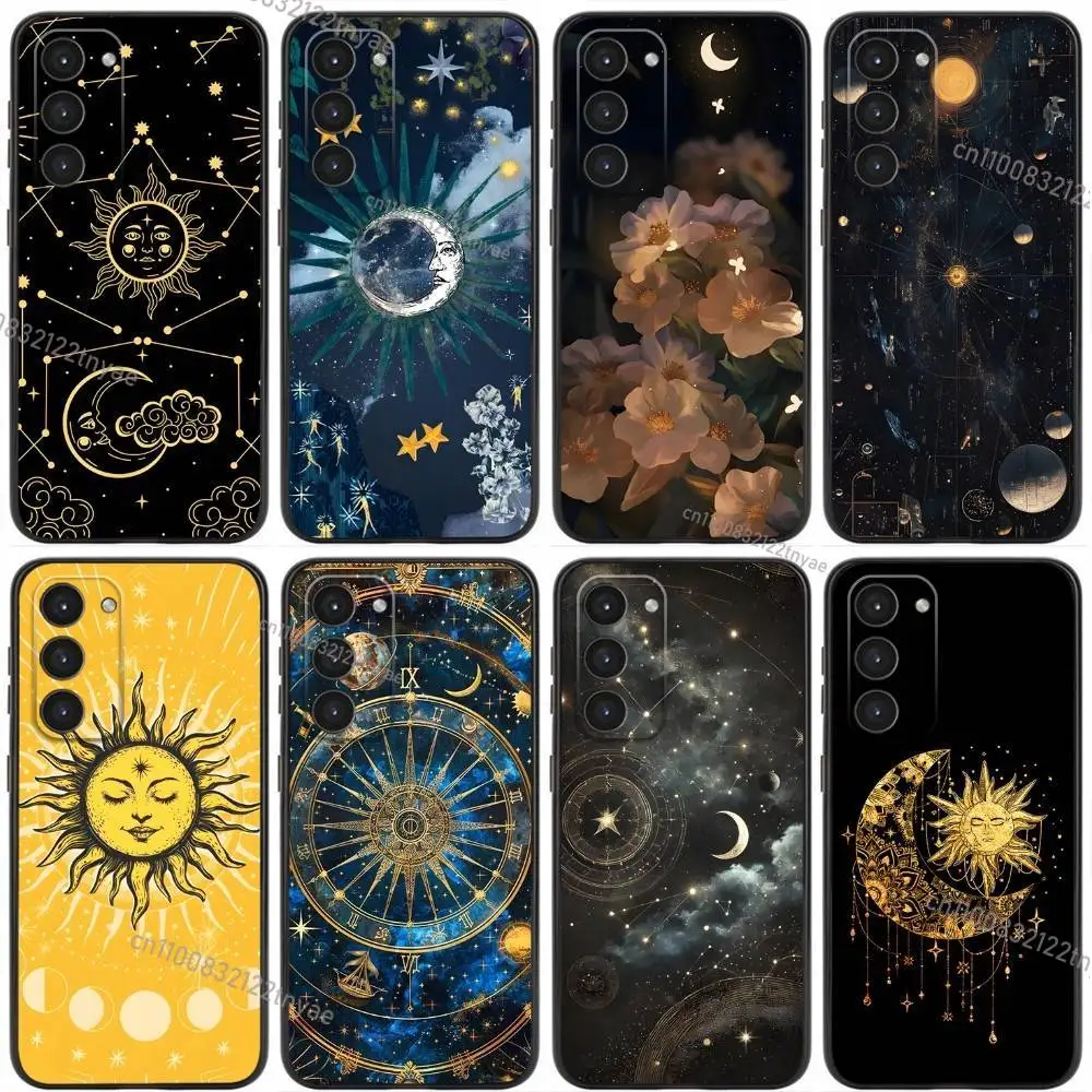 

Suns Moons Clouds Astrological Phone Case For Samsung Galaxy A20,21s,22,31,32,52,53,72,73,80,91 Soft Liquid Silicone Black Cover
