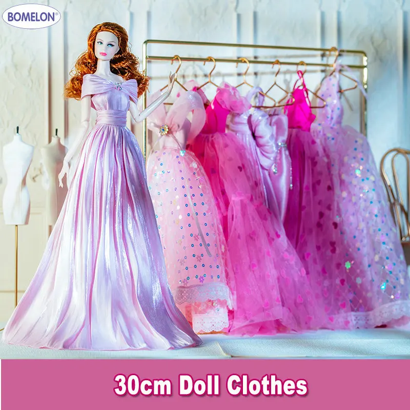 

2024 New 30cm Doll Clothes Pink Princess Dress Girl Evening Dress for Dolls 30cm Blythe/PP 1/6 Bjd Dolls Accessories Toys
