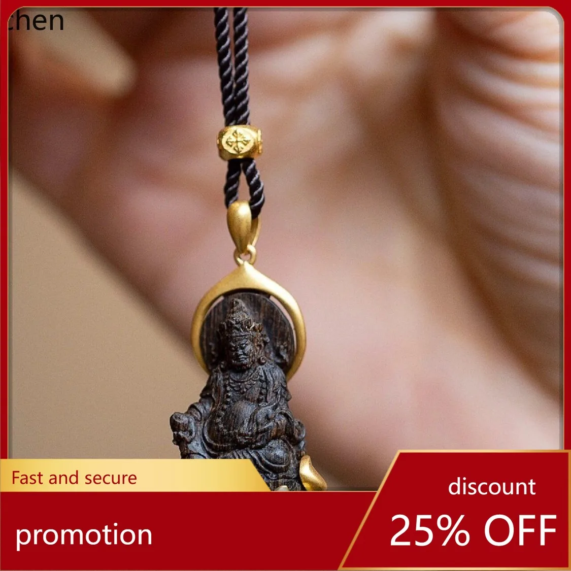 Cz1 yellow god of wealth pendant - auspicious copper alloy buddha amulet - ethnic style - attracts wealth and blessings