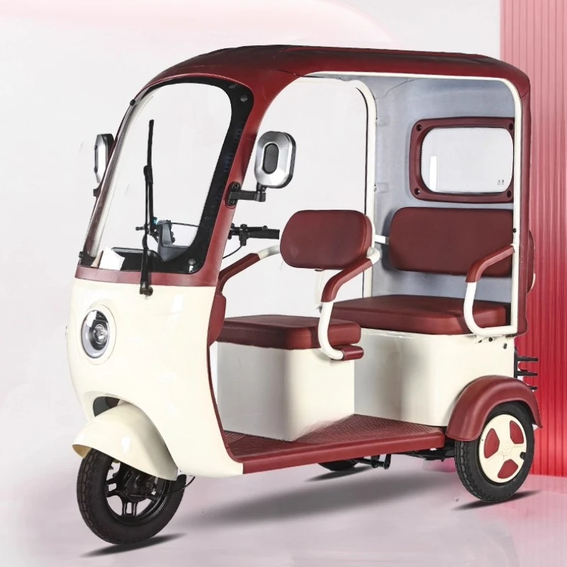 Electric tricycle with shed, scooter, battery car, household double-row three-person