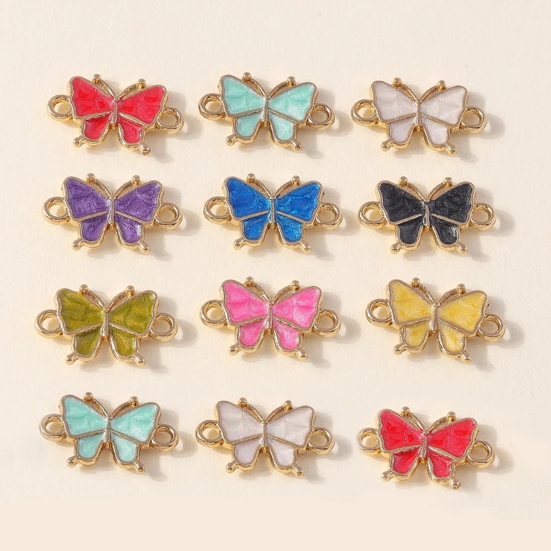 Leslie 10 teile/los bunte mini schmetterling charme anhänger anschluss für armband halskette diy schmuck machen kleine schmetterlings anhänger – Detail 4