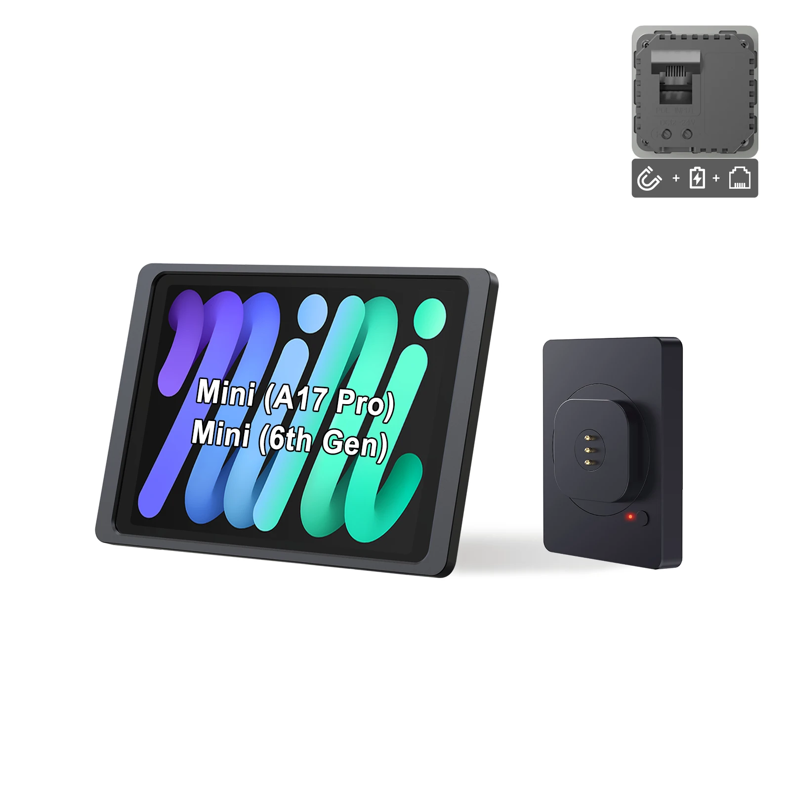 

EMONITA Wall Mount Wireless Charger – 118mm Box POE and DC Up to 18W Fast Charging for 8.3" iPad mini (6th gen/ A17 Pro) (2024)