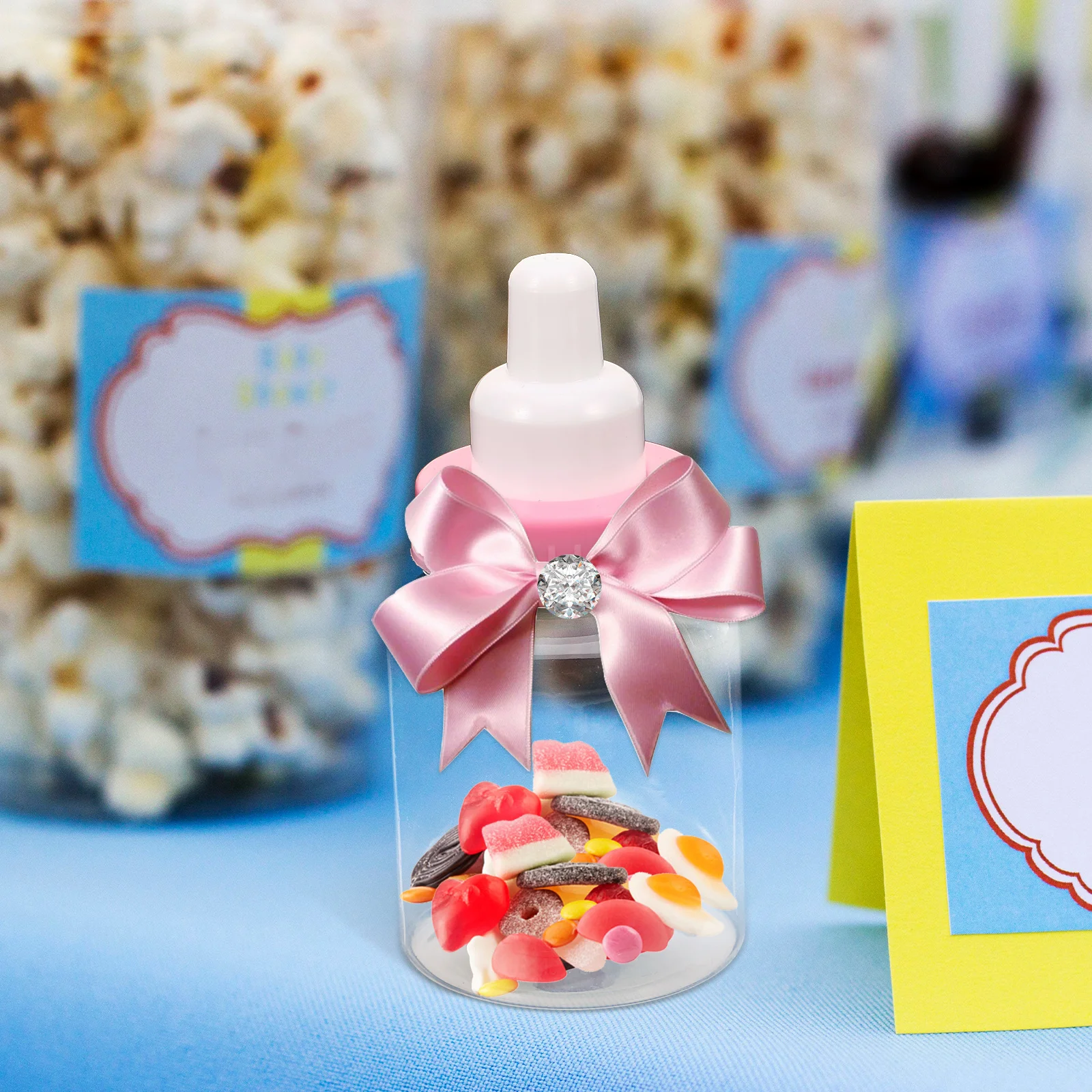 

12 Pcs Plastic Gift Boxes 9cmx4cm Baby Shower Feeder Style Decorative Candy Containers Filler for Party Favor