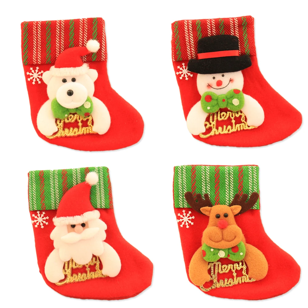 

12Pcs Christmas Stockings Mini Felt Hanging Decor for Tree Fireplace Door Wall Window Holiday Party Home Office School Cafe
