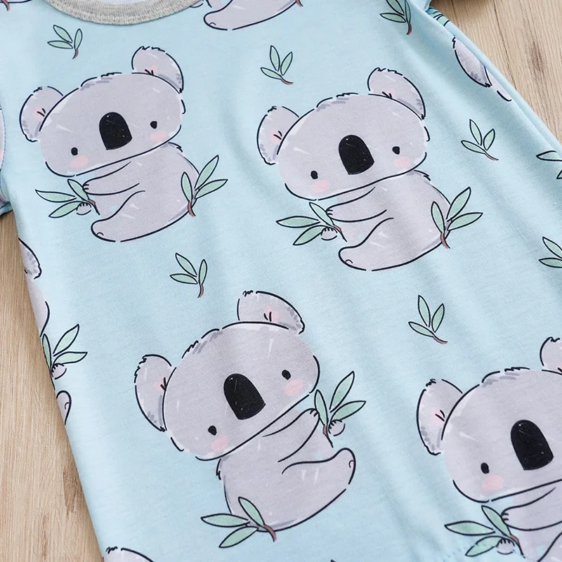 Newborn Clothing Cute Cartoon Koala Print Casual And Comfortable Soft Boys And Girls Summer 0-18 Short Sleeved Baby Jumpsuit