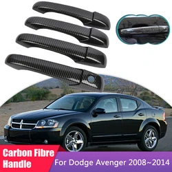 Carbon Fiber Door Handle Cover Fit for Dodge Avenger Sedan GTS 2008~2014 Car Accessories Gadget Decorate Stickers 2009 2010 2013