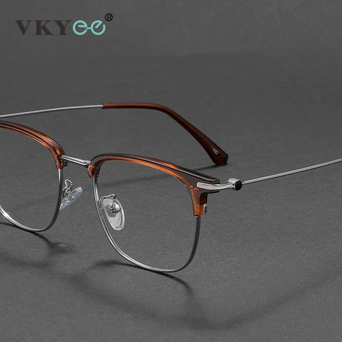 Imagen 2 del producto VICKY moda Vintage verde azulado gafas de titanio puro hombres y mujeres ordenador azul bloqueo miopía prescripción personalizable D8060