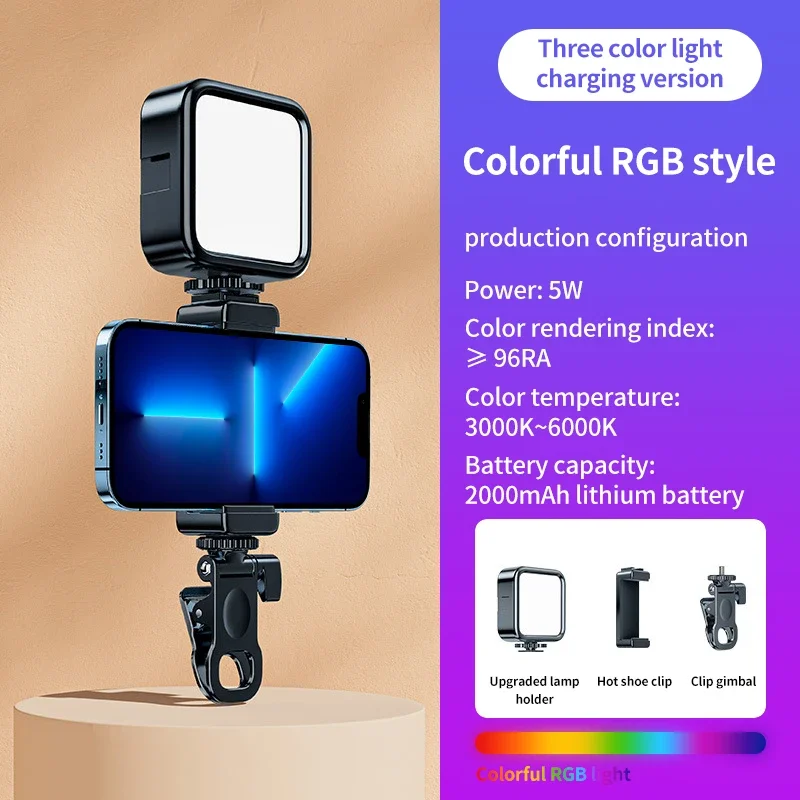 Minifocus Full Color RGB LED Video Light 2500K-7000K 800LUX Mini Fill 3 Cold Shoe 1800mAh Type-C Pocket Camera Hot Shoe Light