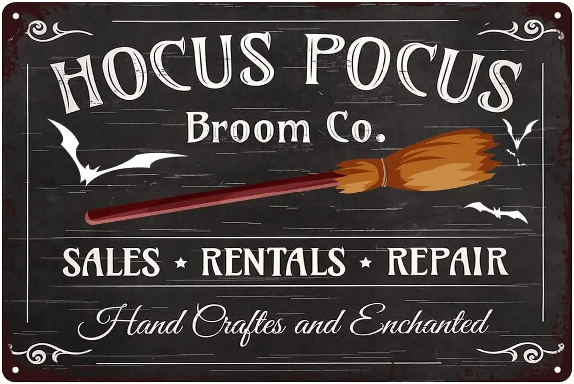 

Halloween Decorations - Hocus Pocus Door Sign Classic Metal Tin Sign Retro Witchy Home Decor Vintage Wall Decor for