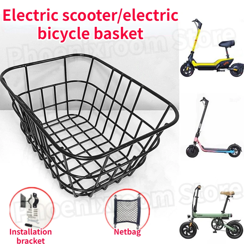 Storage Basket for Xiaomi Scooter, Folding Bicycle Front Basket with Installation Bracket Bike Basket Bicycle Accessories