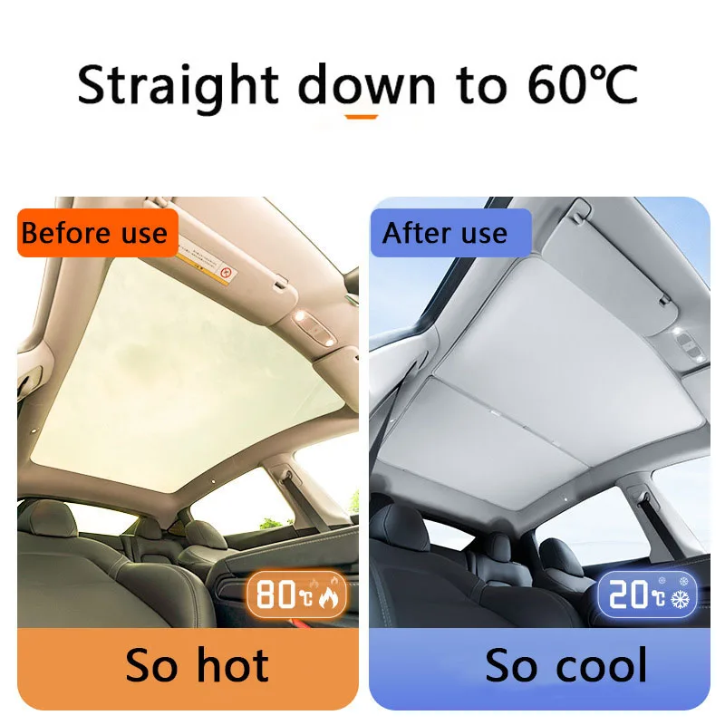 

For New Tesla Model Y Juniper&Model 3 Highland 2019-2025 Sunroof Ice Cloth Buckle Sun Shades Glass Roof Front Rear Skylight
