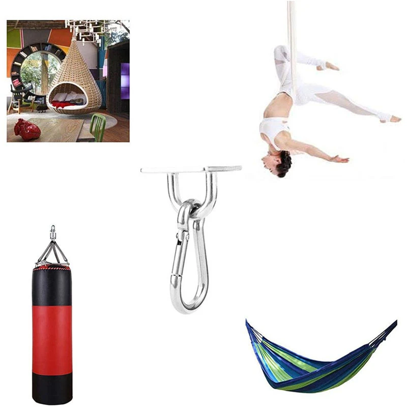 Mount Stainless Heavy Duty Ceiling Hanging Hook Set Swing Chair Bracket Fixed Pad Eye Plate Hanging Hook Hardware Tools