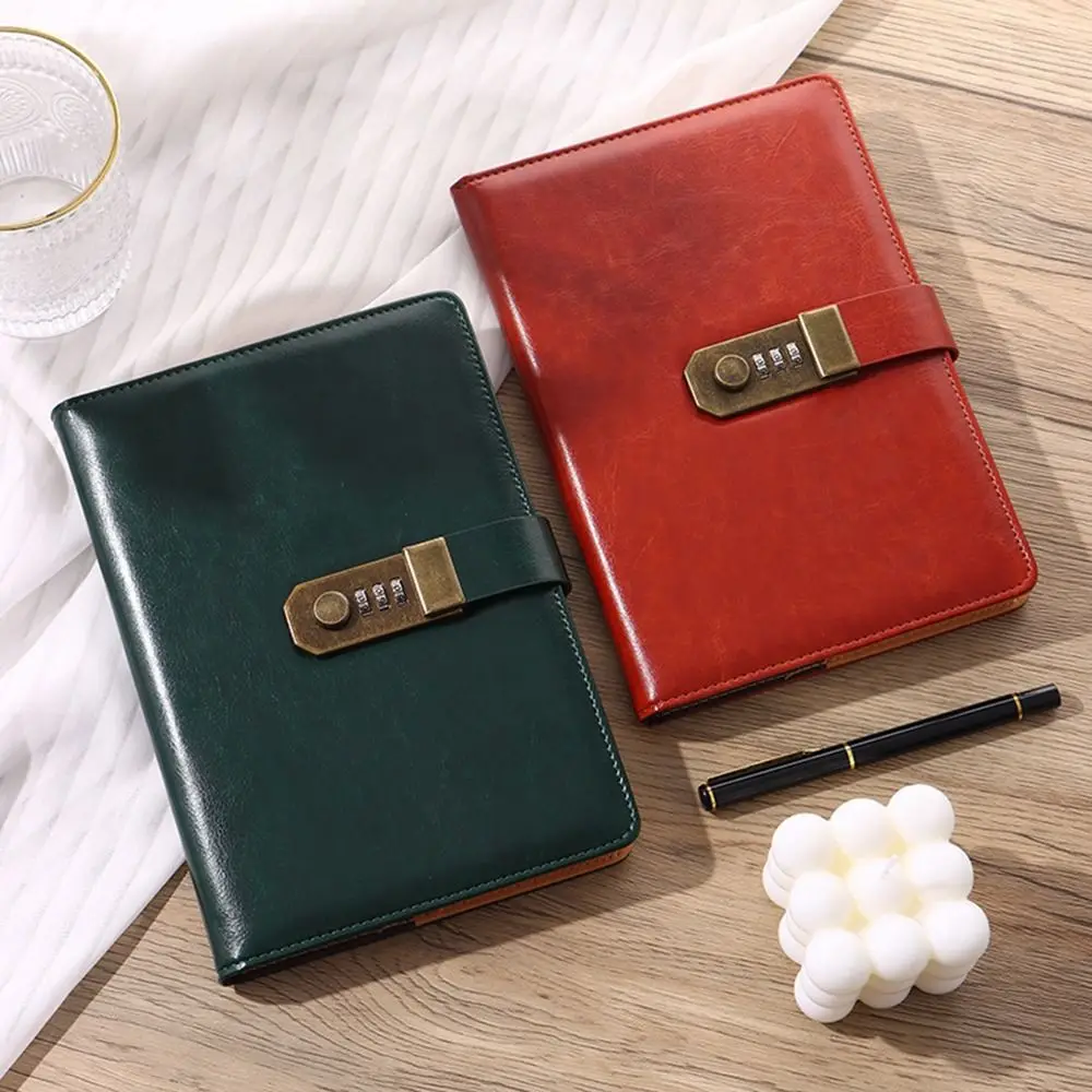 Creative 200 Pages A5 Notebook with Coded Lock Thickened Diary Book Waterproof Portable Student Notepad Office School Supplies