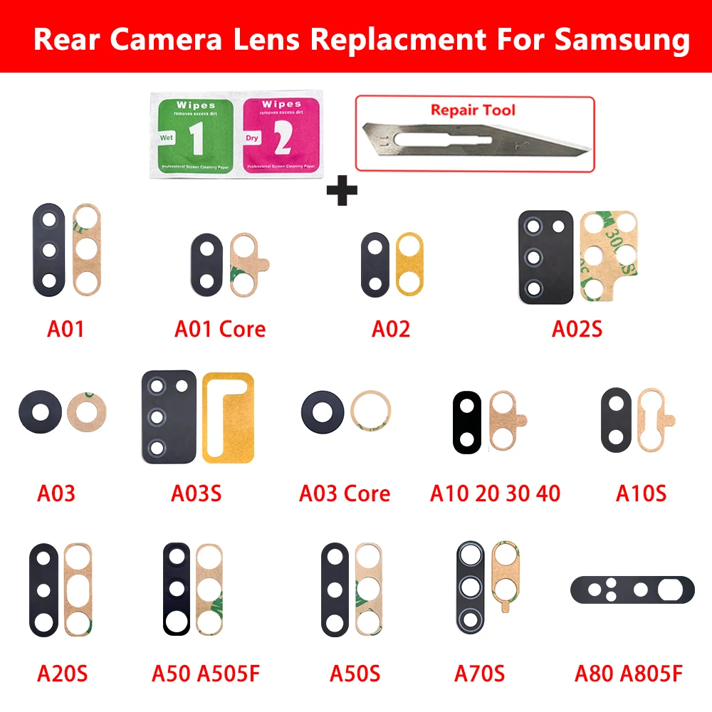 NEW Rear Camera Glass Lens Cover With Adhesive For Samsung A03S A02S A01 A02 A03 A10 A20 A30 A40 A50 A70 A70S A80 A03 Core