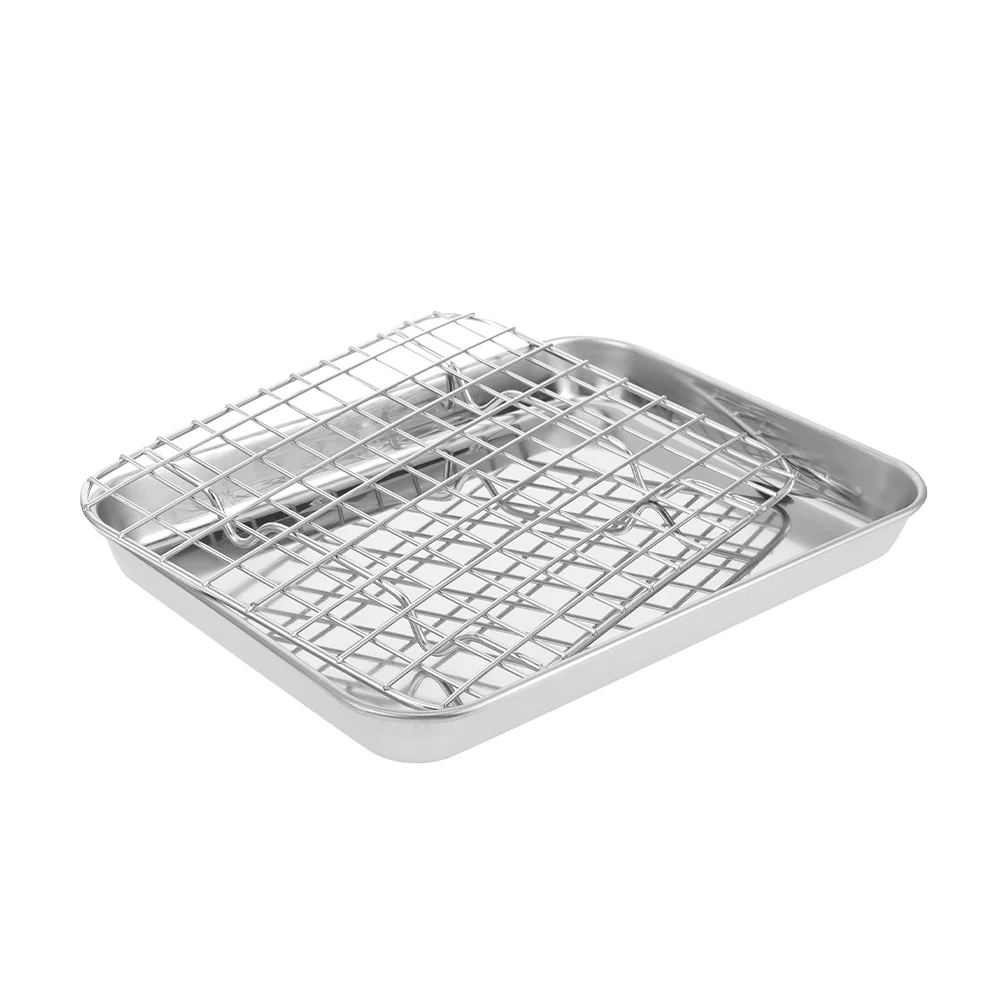 

Baking Pan With Rack Stainless Steel Set Baking Sheet Cooling Grilling Tray Kitchen Cooking Roasting Pan