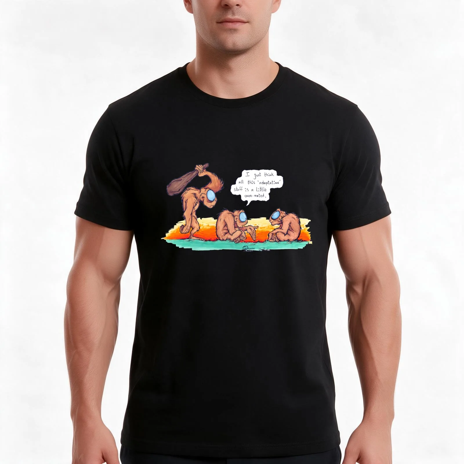 Adaptation T-Shirt, Summer Casual Cotton Tee, Oversized Streetwear Tops, Vintage Graphic Print, Loose Fit Short Sleeve