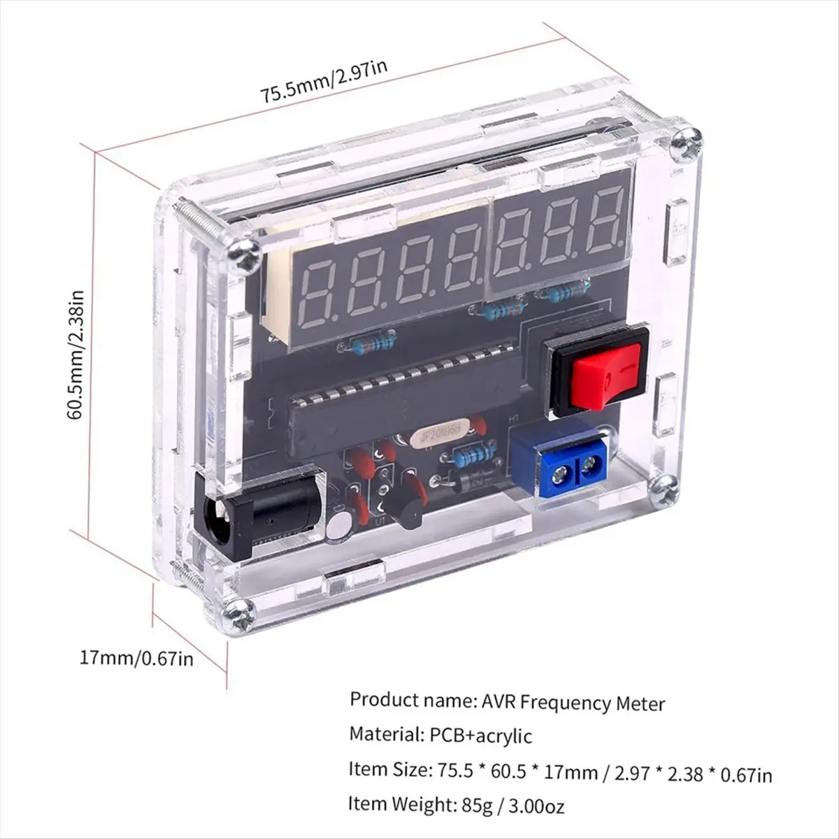 A89X Frequency Meter,10MHz Frequency Meter DIY Kit Frequency Counter AVR Frequency with Shell Counter 0.000 001Hz Resolution