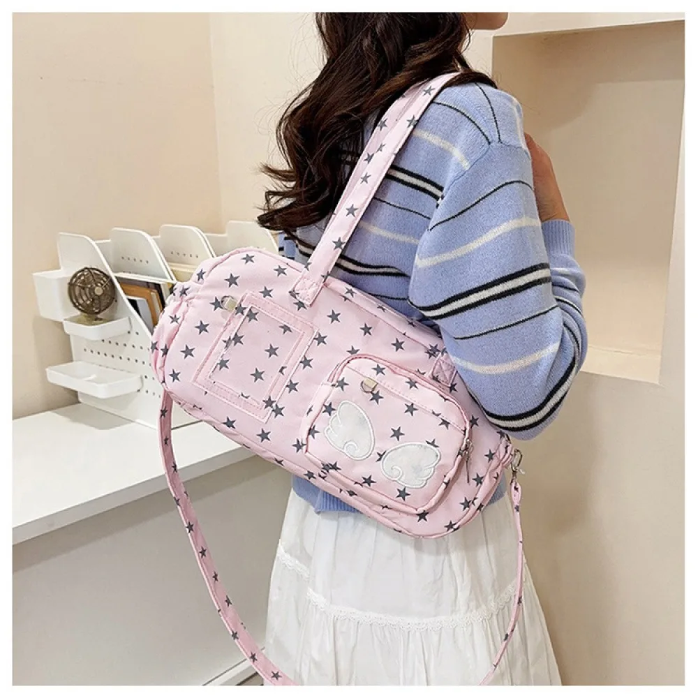 Star Angel Wings Ita Bag Large Capacity Handbag Crossbody Bag for Girls Japanese Style Anime-themed Commuting Bag Handheld Shoul