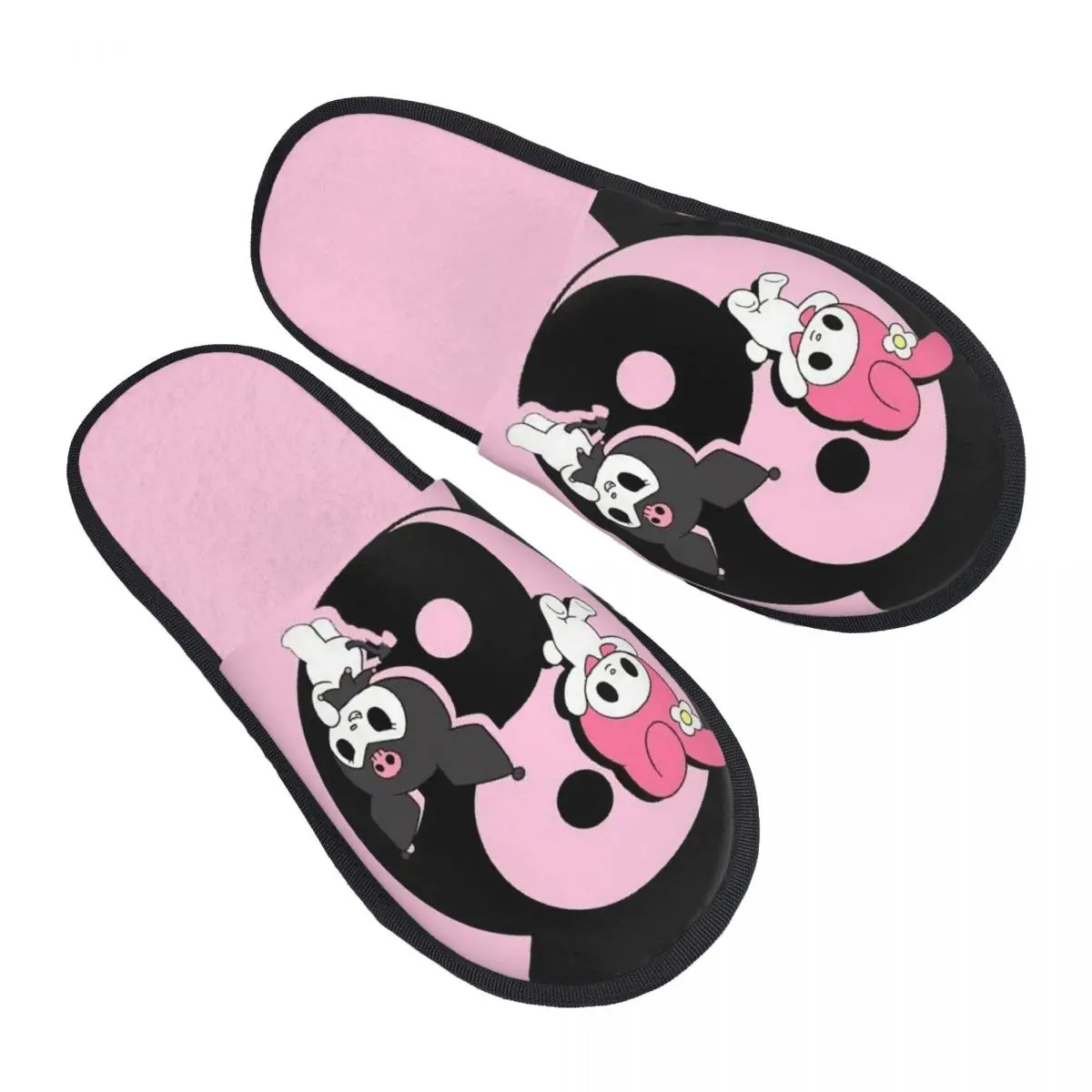 

Женские домашние тапочки Kuromi Melody с индивидуальным принтом, мягкие теплые пушистые тапочки из пены с эффектом памяти, домашняя уличная обувь