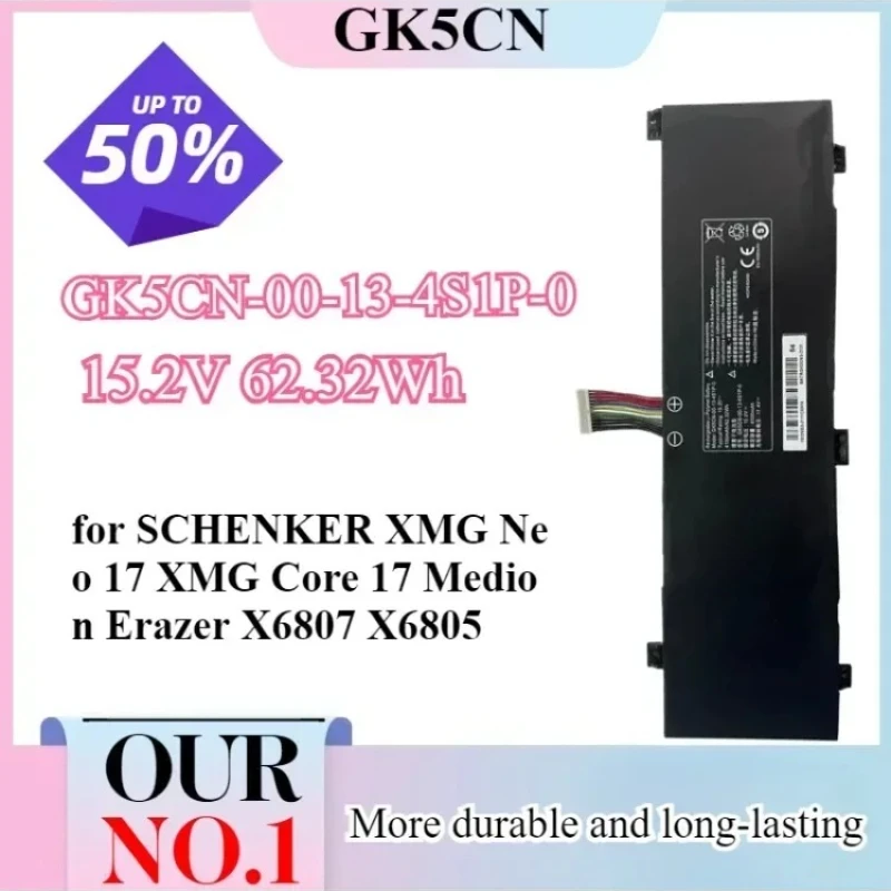 

GK5CN-00-13-4S1P-0 GK5CN Laptop Battery for SCHENKER XMG Neo 17 XMG Core 17 Medion Erazer X6807 X6805 Series 4Cell 62.32Wh 15.2V