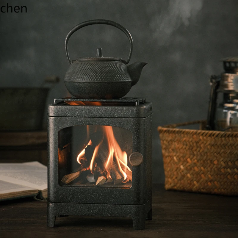 ZML Desktop Mini Lareira Forno Doméstico Interno e Externo Fogão de Chá de Chama Aberta