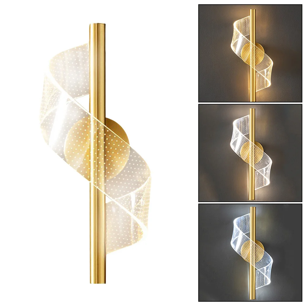 Imagem -03 - Moderno Led Wall Sconce Lamp Golden Corredor Escadas Luz Luz Decorativa Interior Escurecimento Luz Bedroom Bedside Lamp Decoração para Casa