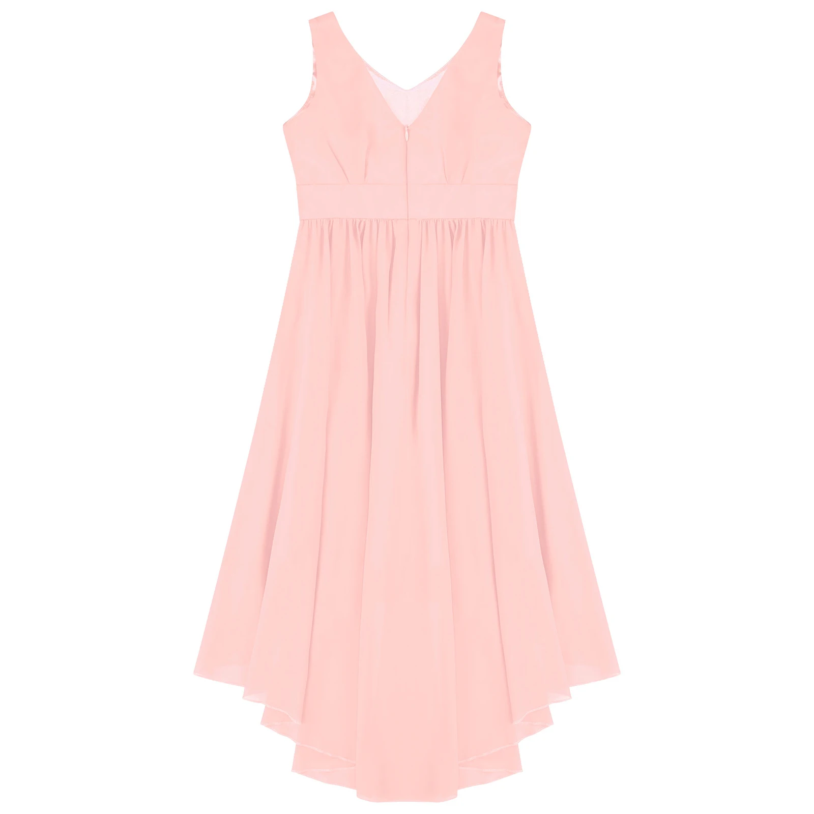 Elegant Girl Shiny Beaded Dress Teen Girl Pink First Communion Ceremony Hi-Lo Hem Vestidos Kids Bridesmild Flower Girls Ball Gow