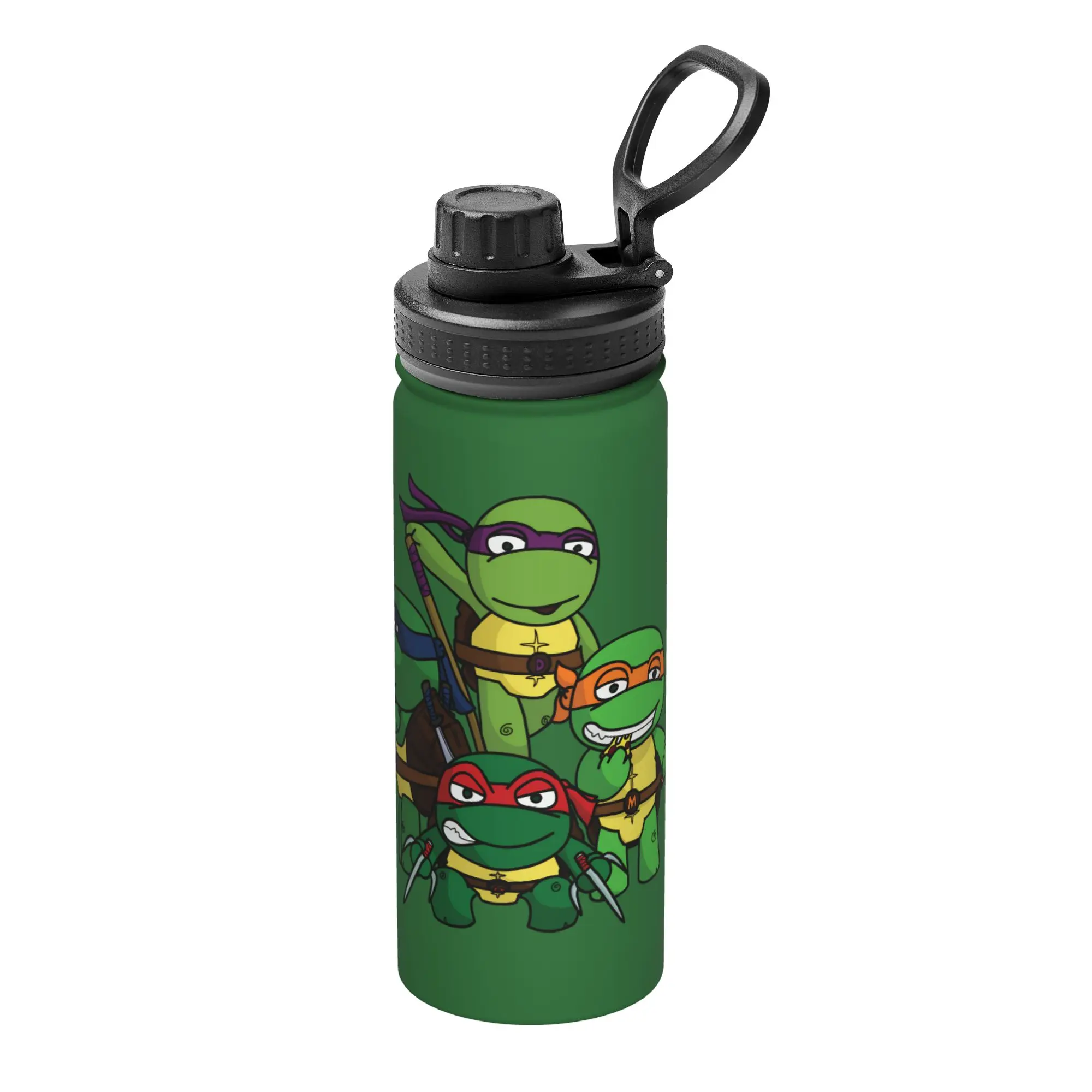 Cartoon Chibi Ninja T-Turtles 18OZ Sports Insulated Kettle  Coffee Cups Stainless Steel Outdoor Mugs Water Bottle