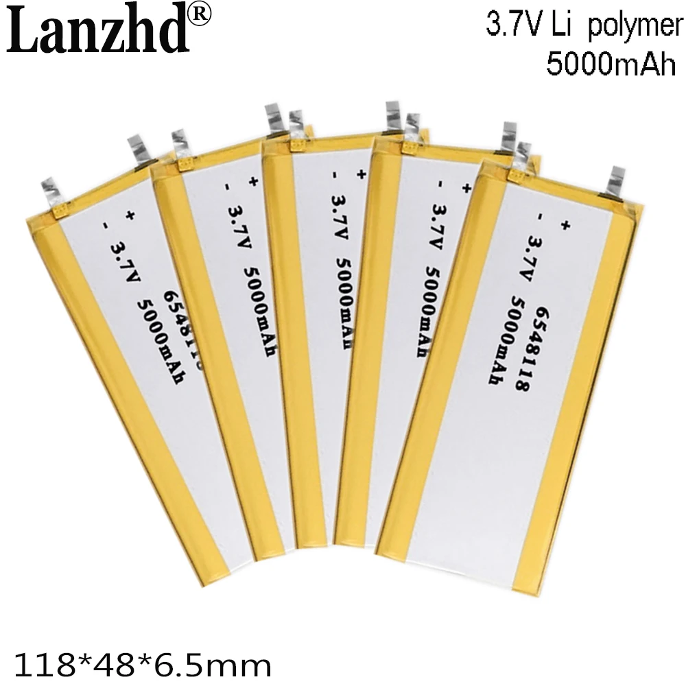 1-10pcs 6548118 3.7V Polymer Lithium LiPo Battery For GPS DVD laptop power bank video game medical equipment 5000mAh