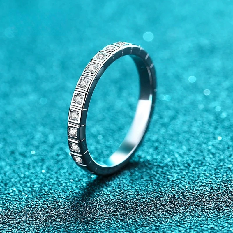 

0.16ct All Moissanite Rings for Women Female Half Circle Wedding Band S925 Silver Plated Pt950 Platinum Ring Fine Jewelry