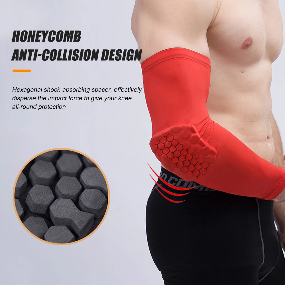 Adult Teen Honeycomb Elbow Support Training Brace Sport Protective Gear Basketball Volleyball Elastic Breathable Arm Sleeve Pads