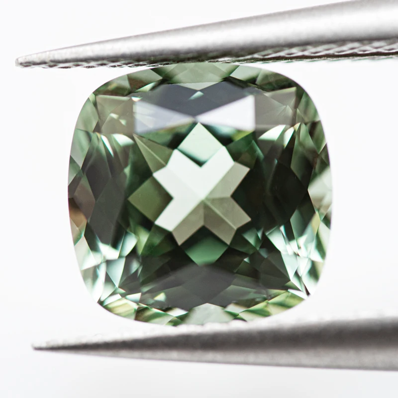 Im Labor gezüchteter Saphir in quadratischer Kissenform, grüner Edelstein für Charms, DIY-Schmuckherstellung, Halskette mit Zertifikat – Detail 5