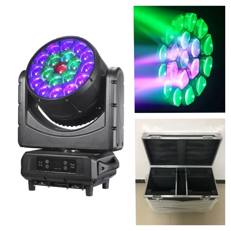 2 uds con estuche haz de cabeza móvil para exteriores 19x40W rgbw impermeable led cabeza móvil zoom luces de ojo de abeja para paisaje