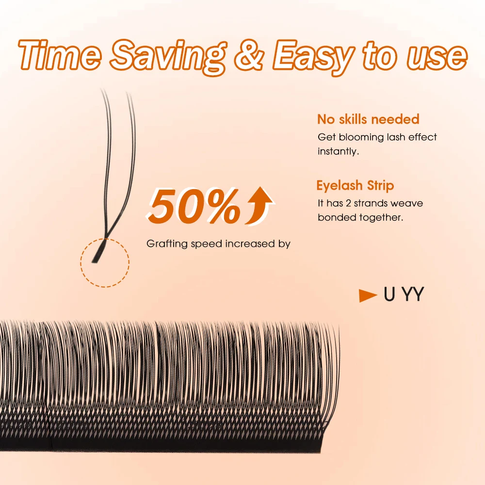 Merrdear Ship From USA 5 Cases/Lot U Shape YY Eyelash Extensions 0.07mm Thickness C/D Curl 8-15mm Length False Eyelashes Matte Black 2D UU Lashes Fast Delivery