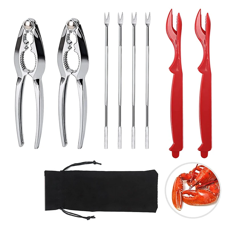 

Crab Crackers And Tools, Lobster - 2 Crab Leg Crackers And 4 Crab Leg Forks Sturdy & Durable & Rustproof &Reusable