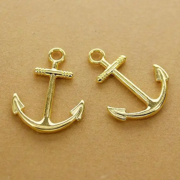 10pcs 30x23.5mm, hole 3.1mm  gold color simple design anchor charms h0922