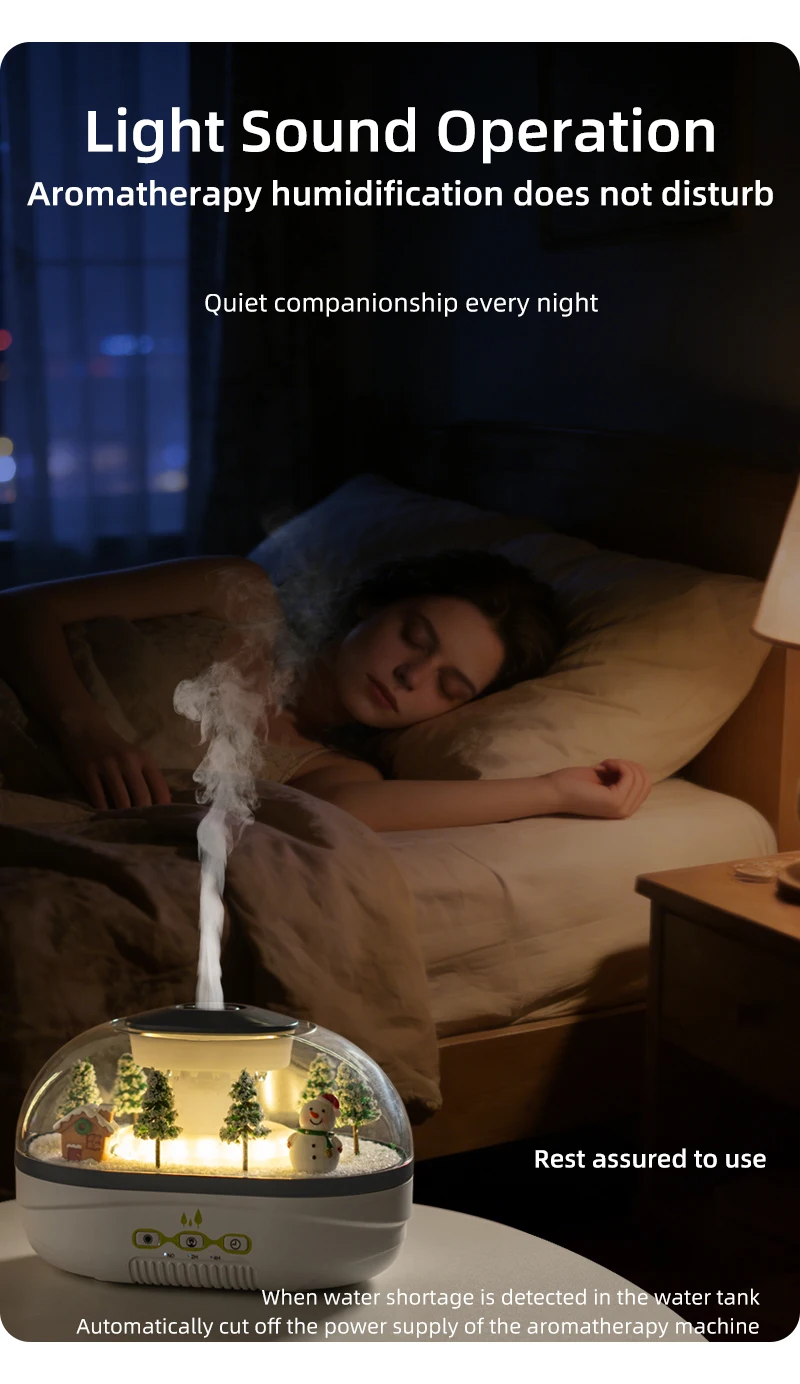 Simulierter Schneehügel-Luftbefeuchter, Schneemann-Aroma-Diffusor, Heimdekoration, kreative Schneelandschaft. Ideal für Schlafzimmer, Büro, Yo – Detail 9