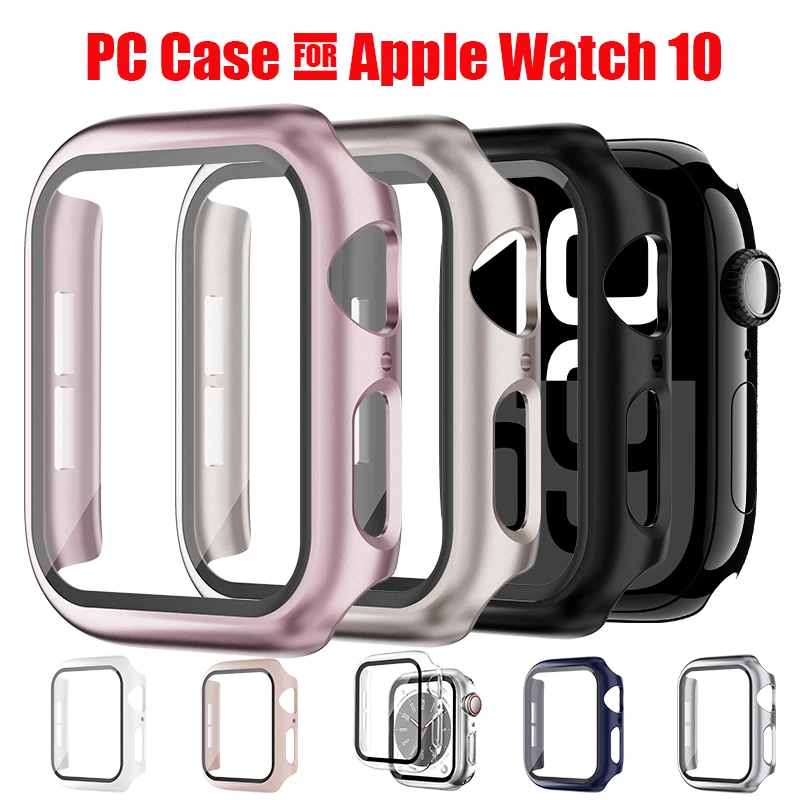 

PC Cover For Apple Watch Case 42mm 46mm Full Coverage Hard With High-quality Tempered Glass Screen Protection for apple iwach 10