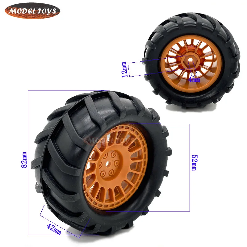 4PCS 1/16 RC Crawler รถบรรทุก Off Roader ยางยางและขอบ,3.35x1.65 นิ้ว Rock Climbing ยางสําหรับ lovermusic ยาง